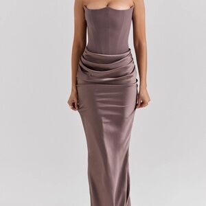 HOUSE OF CB PERSEPHONE SMOKE CORSET MAXI DRESS SIZE M REG CUP